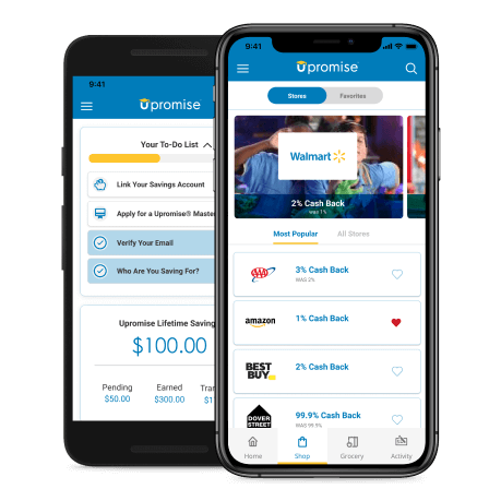 Install the upromise app on the Apple App Store and the Google Play Store.